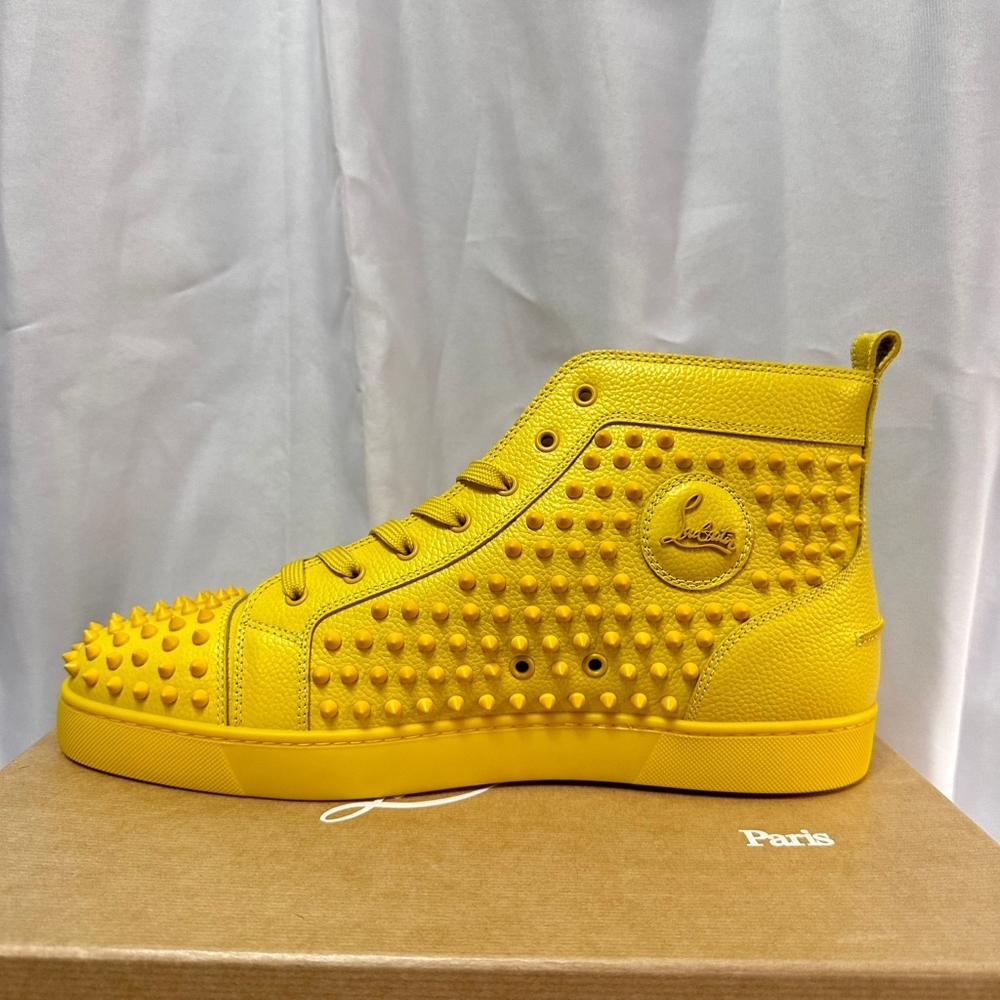 š„SOLDš„NWT CHRISTIAN LOUBOUTIN MEN'S LOUIS FLAT LEATHER SPIKE HIGH-TOP SNEAKERS - Picture 7 of 16